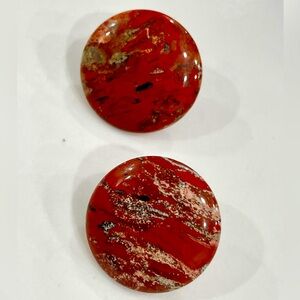 Vintage Natural stone red circle earrings